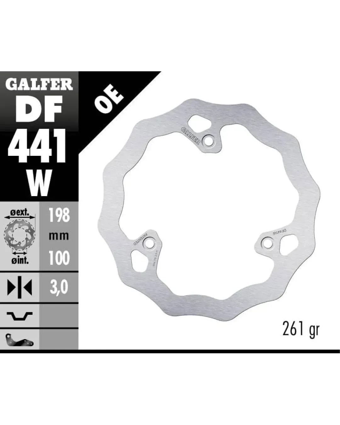 Преден спирачен диск Galfer WAVE FIXED  DISC WAVE FIXED 198x3mm DF441W