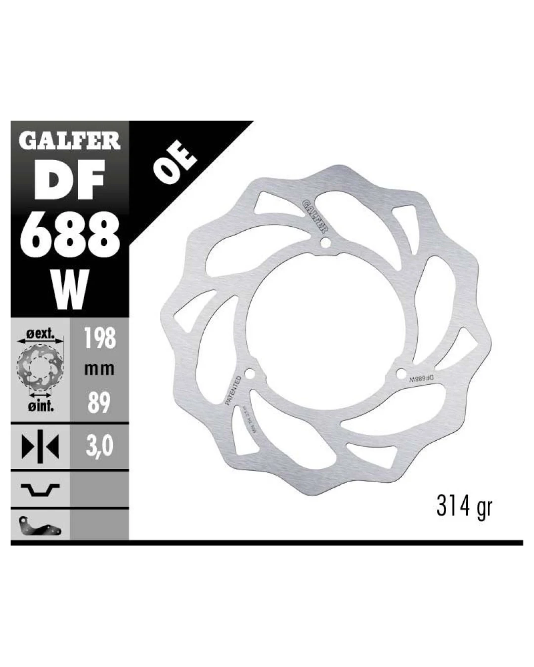 Преден спирачен диск Galfer WAVE FIXED  DISC WAVE FIXED 198x3mm DF688W