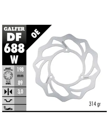 Преден спирачен диск Galfer WAVE FIXED  DISC WAVE FIXED 198x3mm DF688W