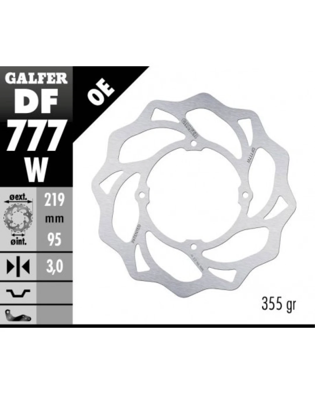 Преден спирачен диск Galfer WAVE FIXED  DISC WAVE FIXED 219x3mm DF777W