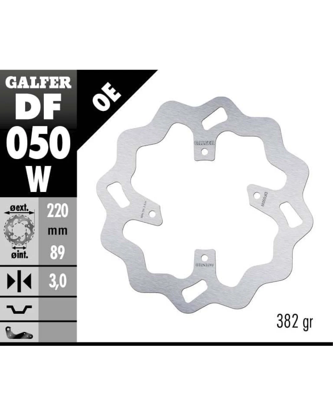 Преден спирачен диск Galfer WAVE FIXED  DISC WAVE FIXED 220x3mm DF050W