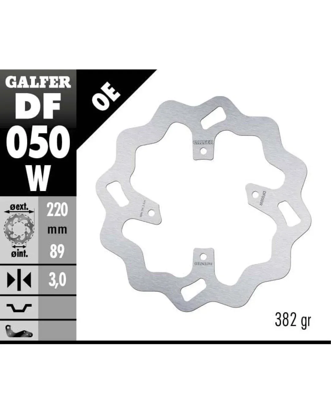 Преден спирачен диск Galfer WAVE FIXED  DISC WAVE FIXED 220x3mm DF050W
