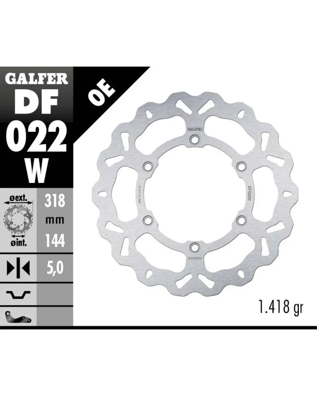 Преден спирачен диск Galfer WAVE FIXED  DISC WAVE FIXED 318x5mm DF022W