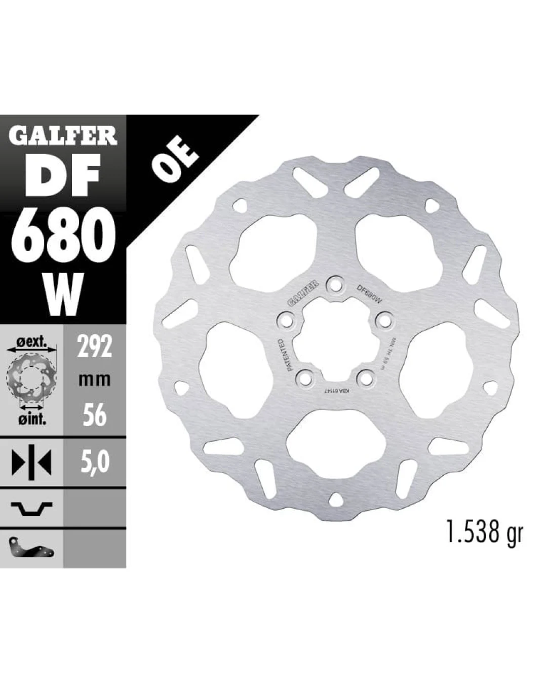 Преден спирачен диск Galfer WAVE FIXED  DISC WAVE FIXED DF680W