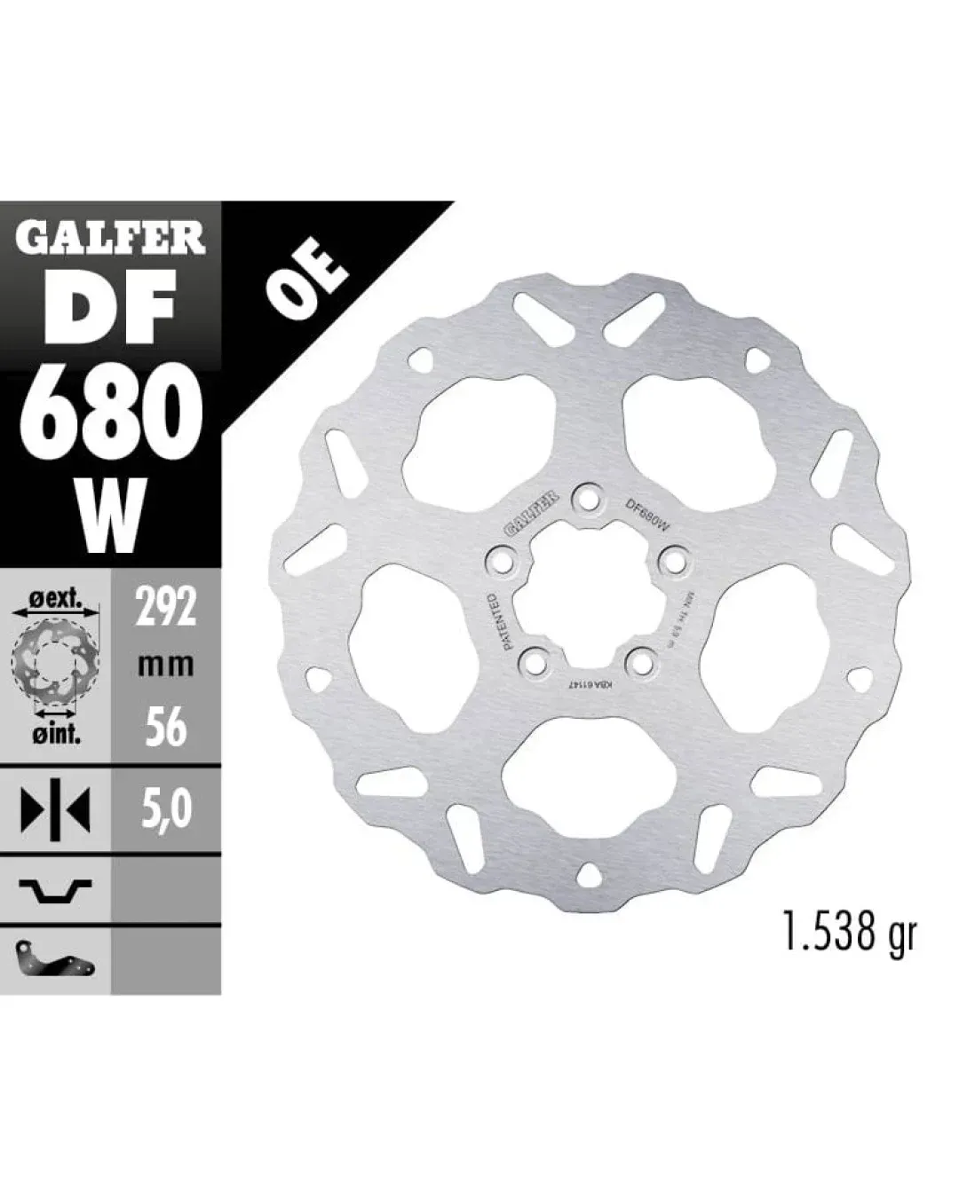 Преден спирачен диск Galfer WAVE FIXED  DISC WAVE FIXED DF680W