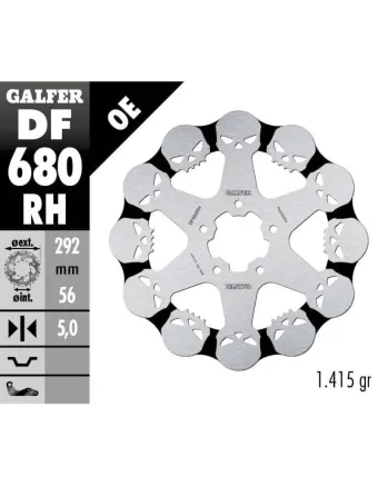 Преден спирачен диск Galfer WAVE SKULL DESIGN FIXED 292x5mm DF680RH