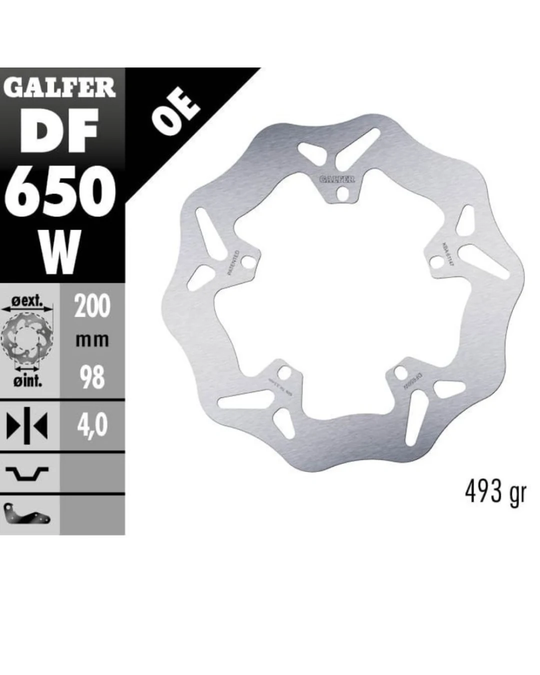 Преден/заден спирачен диск Galfer WAVE FIXED 200x4mm DF650W