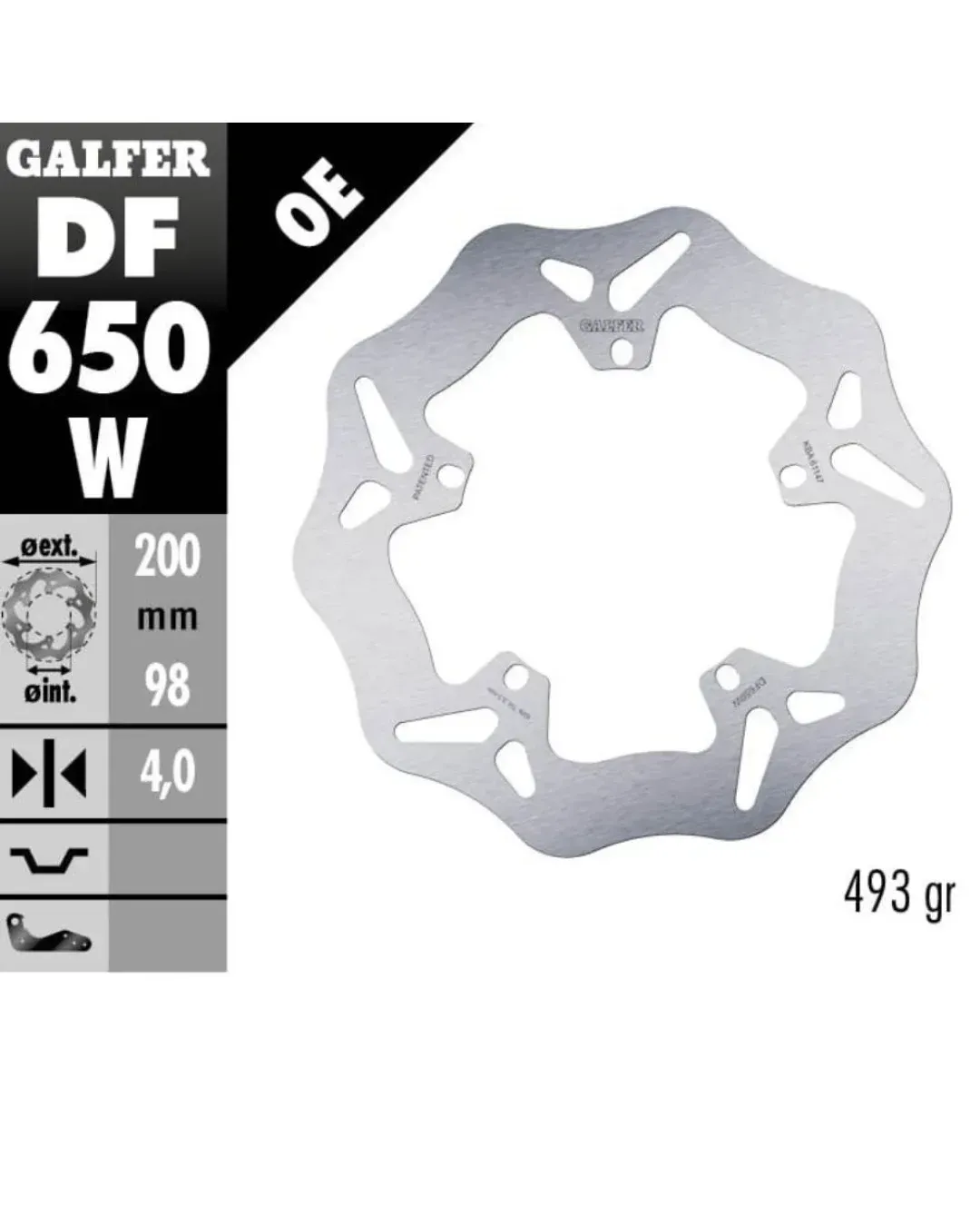 Преден/заден спирачен диск Galfer WAVE FIXED 200x4mm DF650W