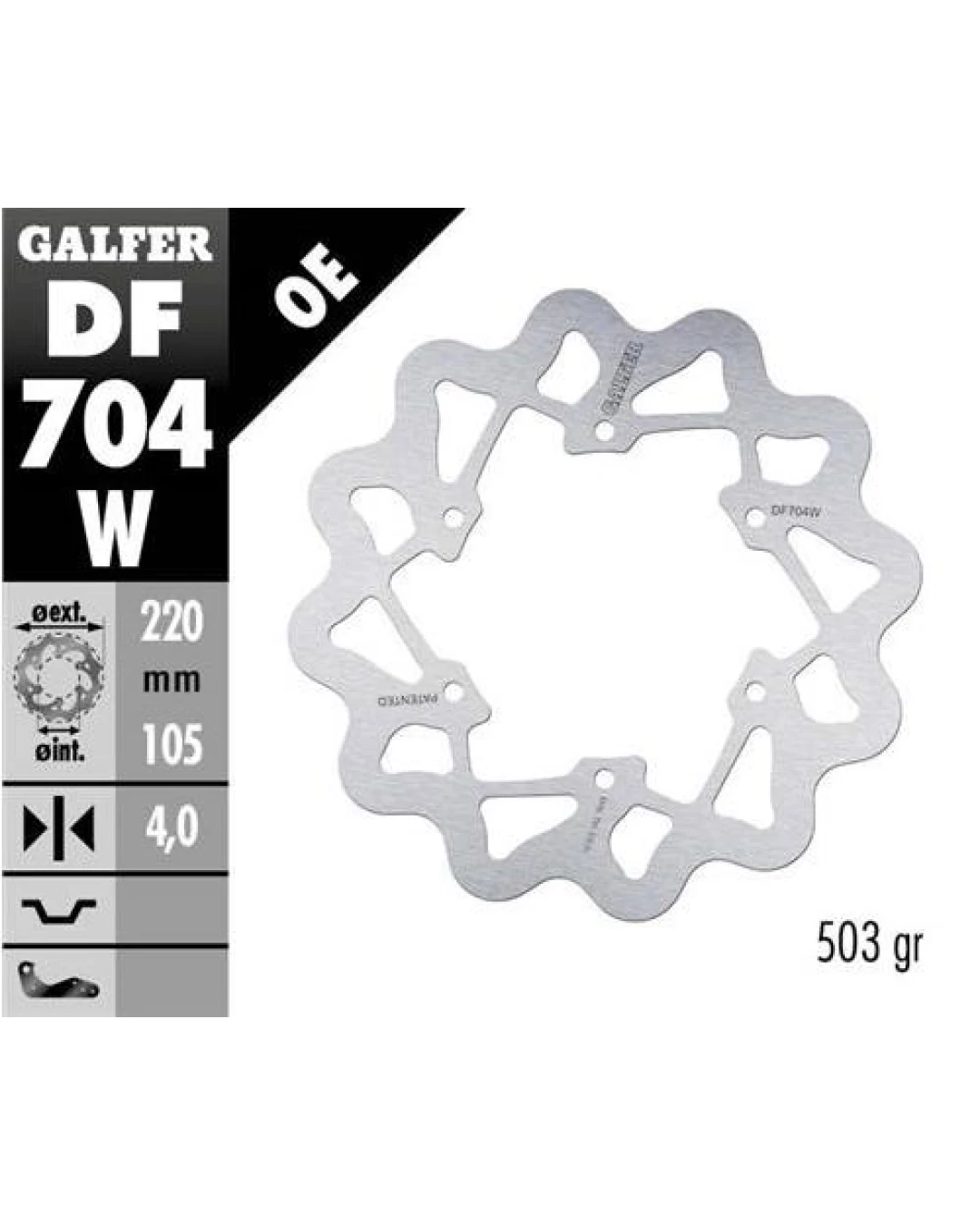 Преден/Заден спирачен диск Galfer WAVE FIXED 220x4mm DF704W