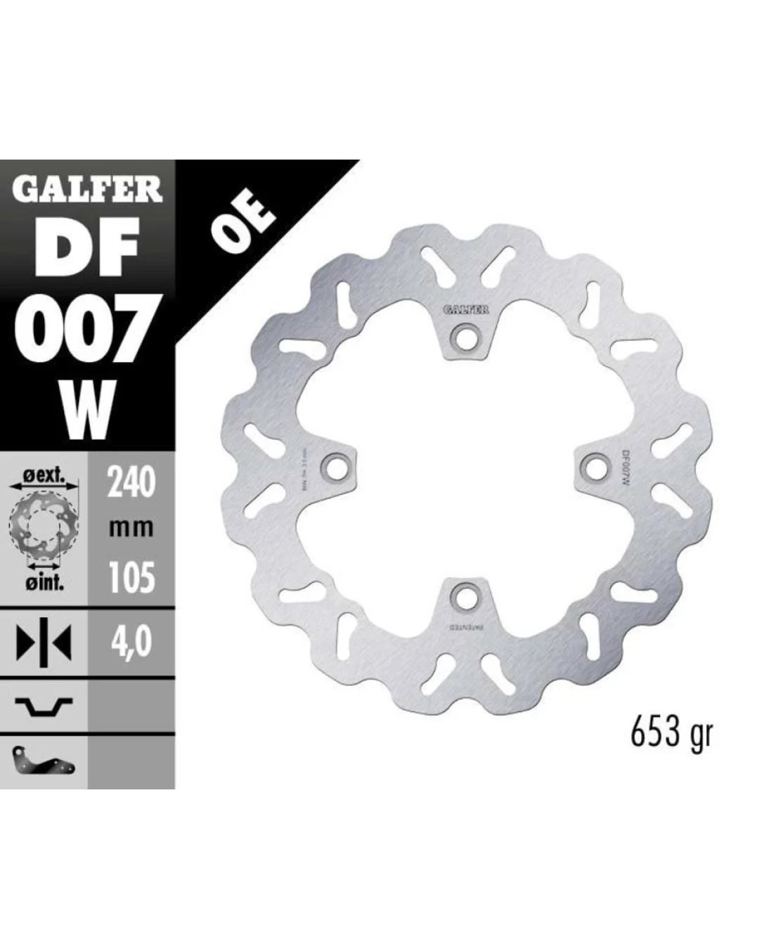 Преден/Заден спирачен диск Galfer WAVE FIXED 240x4mm DF007W
