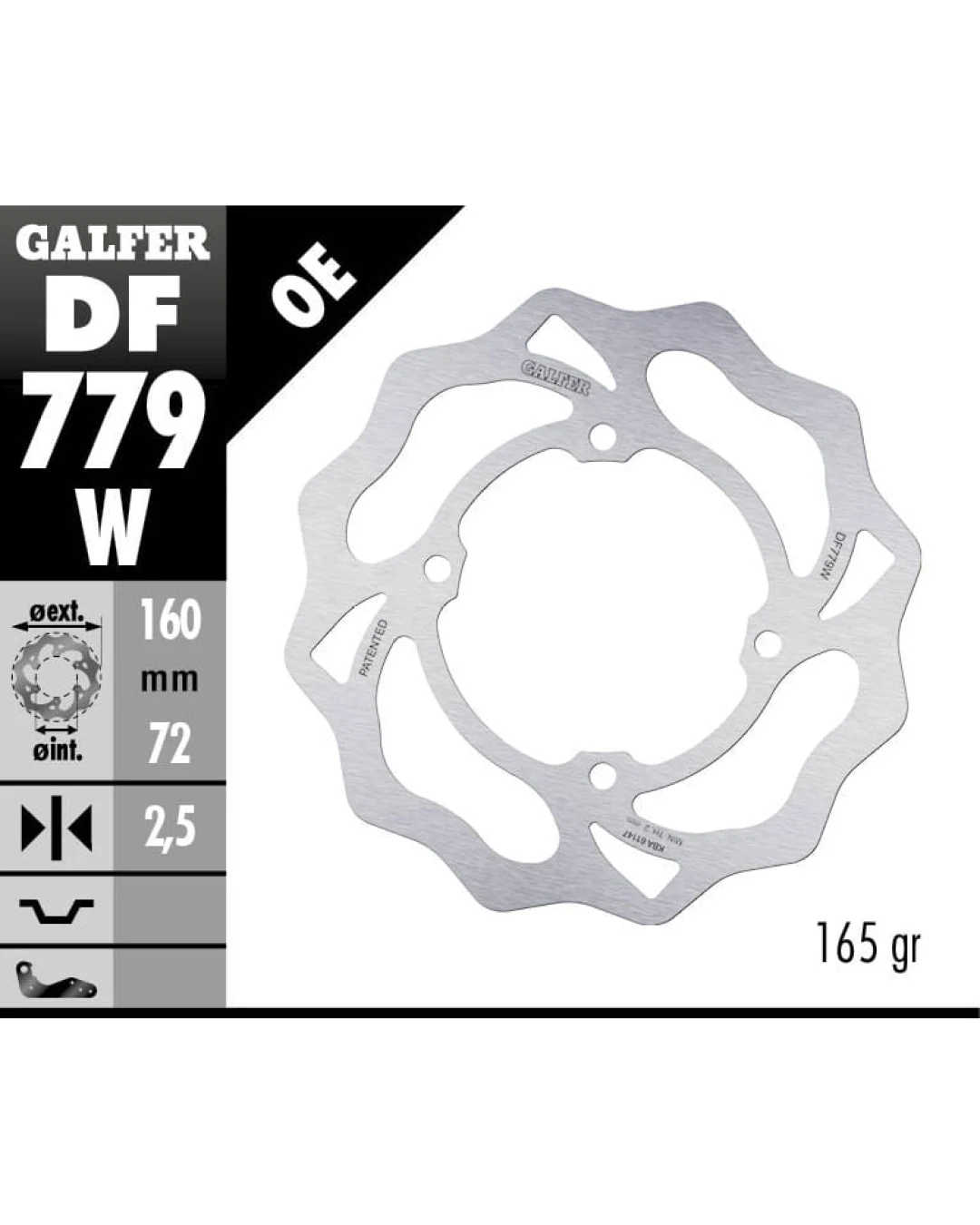 Преден/Заден спирачен диск Galfer WAVE FIXED  DISC WAVE FIXED 160x2,5mm DF779W