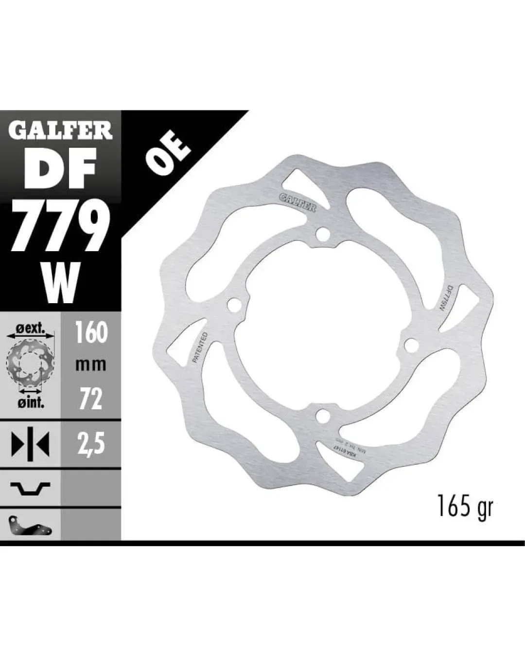 Преден/Заден спирачен диск Galfer WAVE FIXED  DISC WAVE FIXED 160x2,5mm DF779W