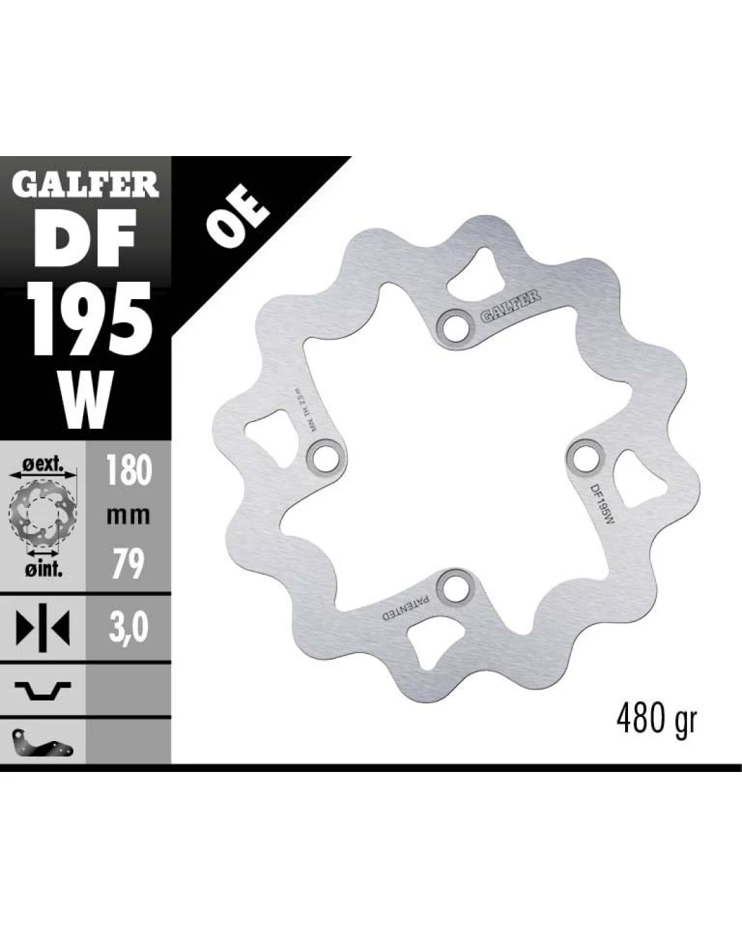 Преден/Заден спирачен диск Galfer WAVE FIXED  DISC WAVE FIXED 180x3mm DF195W