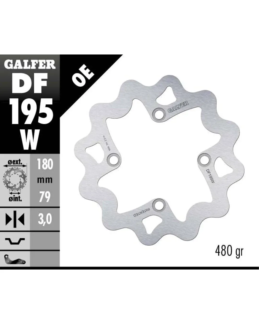 Преден/Заден спирачен диск Galfer WAVE FIXED DISC WAVE FIXED 180x3mm DF195W