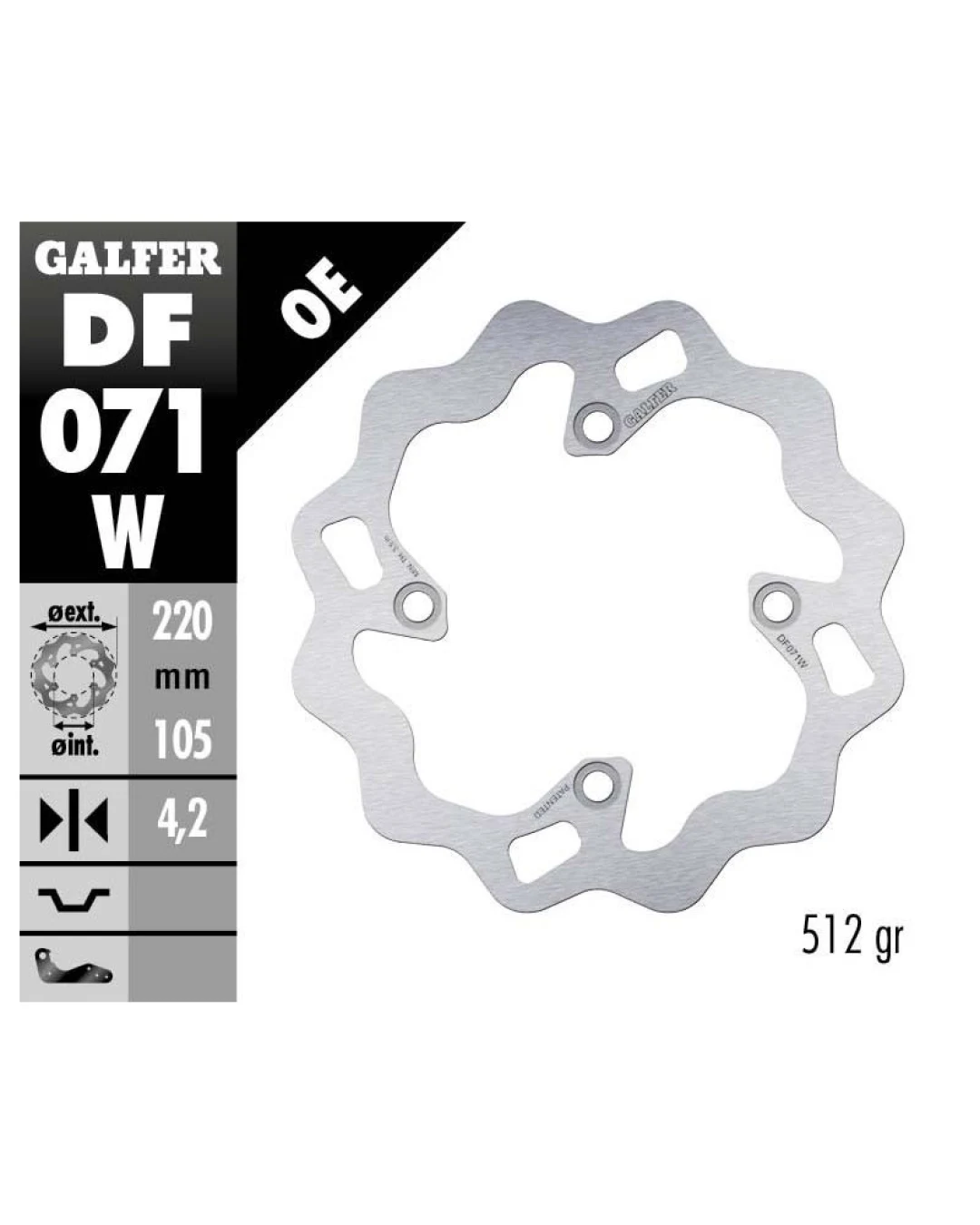 Преден/Заден спирачен диск Galfer WAVE FIXED  DISC WAVE FIXED 220x4mm DF071W