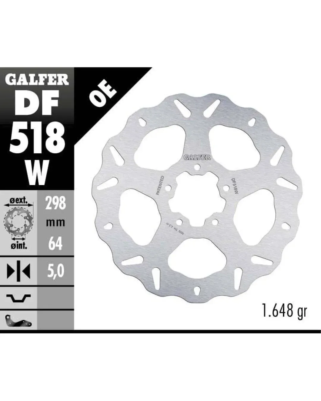 Преден/Заден спирачен диск Galfer WAVE FIXED  DISC WAVE FIXED 298x5mm DF518W