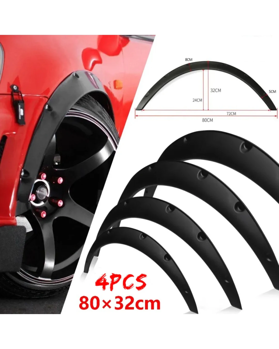 Разширители Раздувки Вежди за Калници PVC предни + задни 4 броя 1КТ 80 x 32 cm