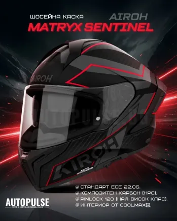 Шосейна Каска AIROH Matryx Sentinel Red 