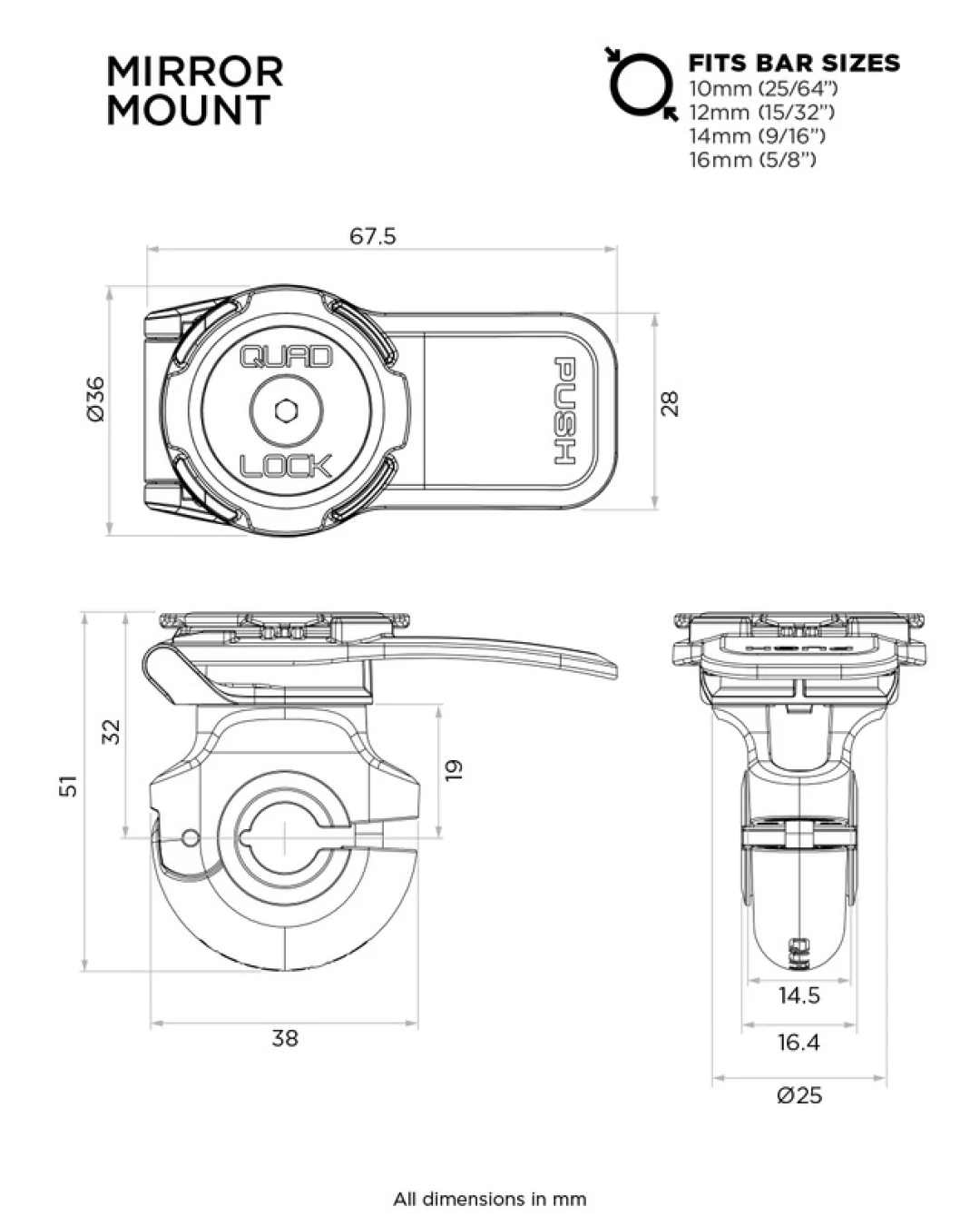 Система за монтаж QUAD LOCK Mirror Mount