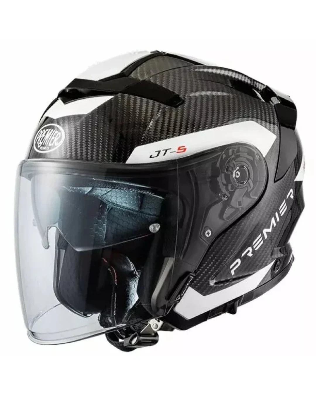 Скутерова каска Premier JT5 Carbon MA 8 BLACK/WHITE