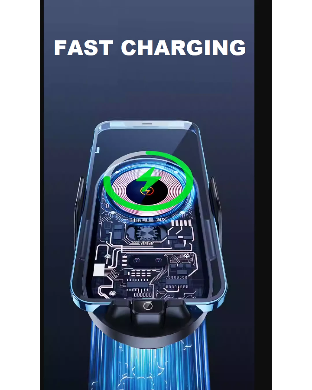 Smart Поставка стойка държач за телефон с безжично зарядно Wireless Charger за автомобил