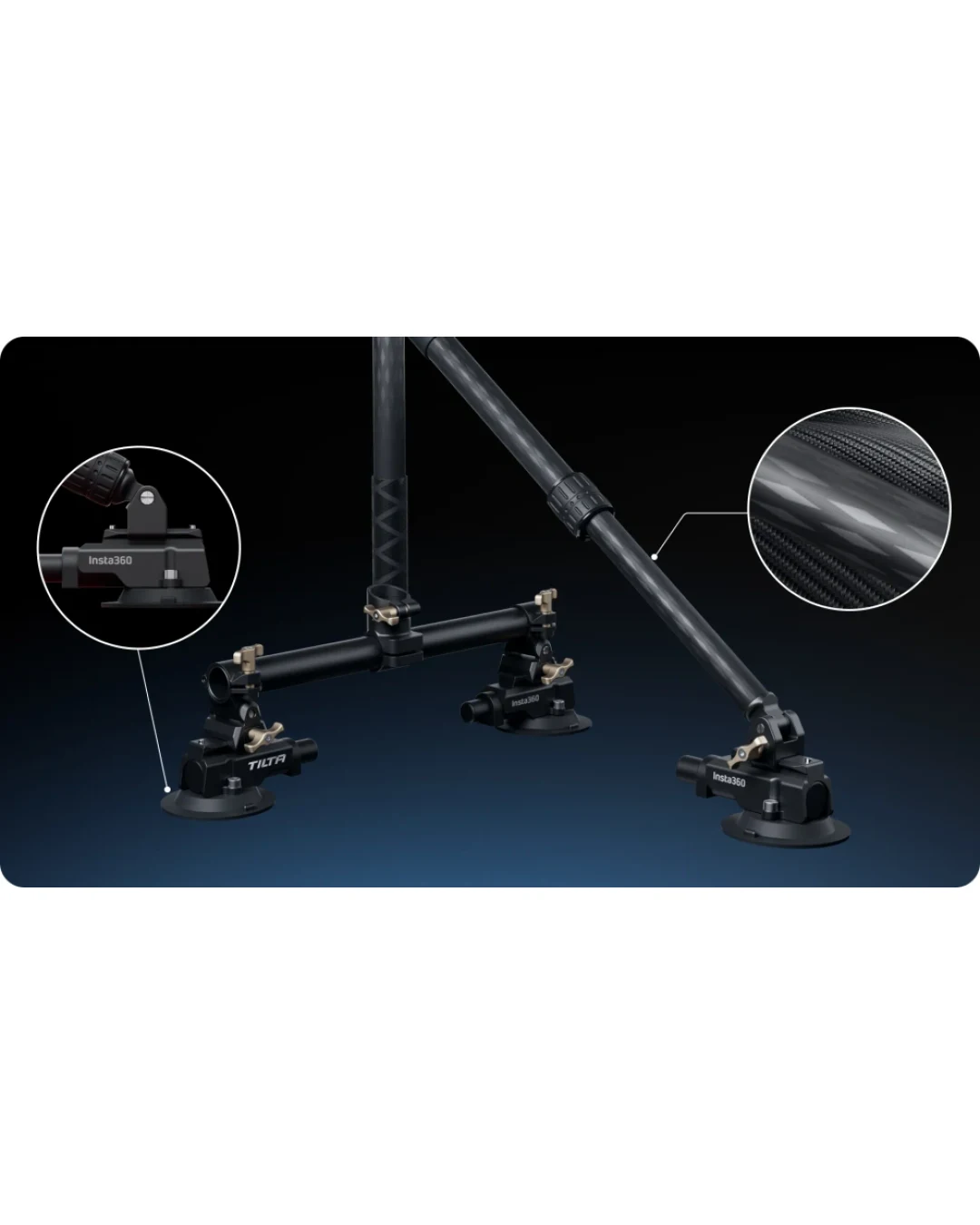 Стойка за закрепване на екшън камера Insta360 Triple Suction Cup Car Mount