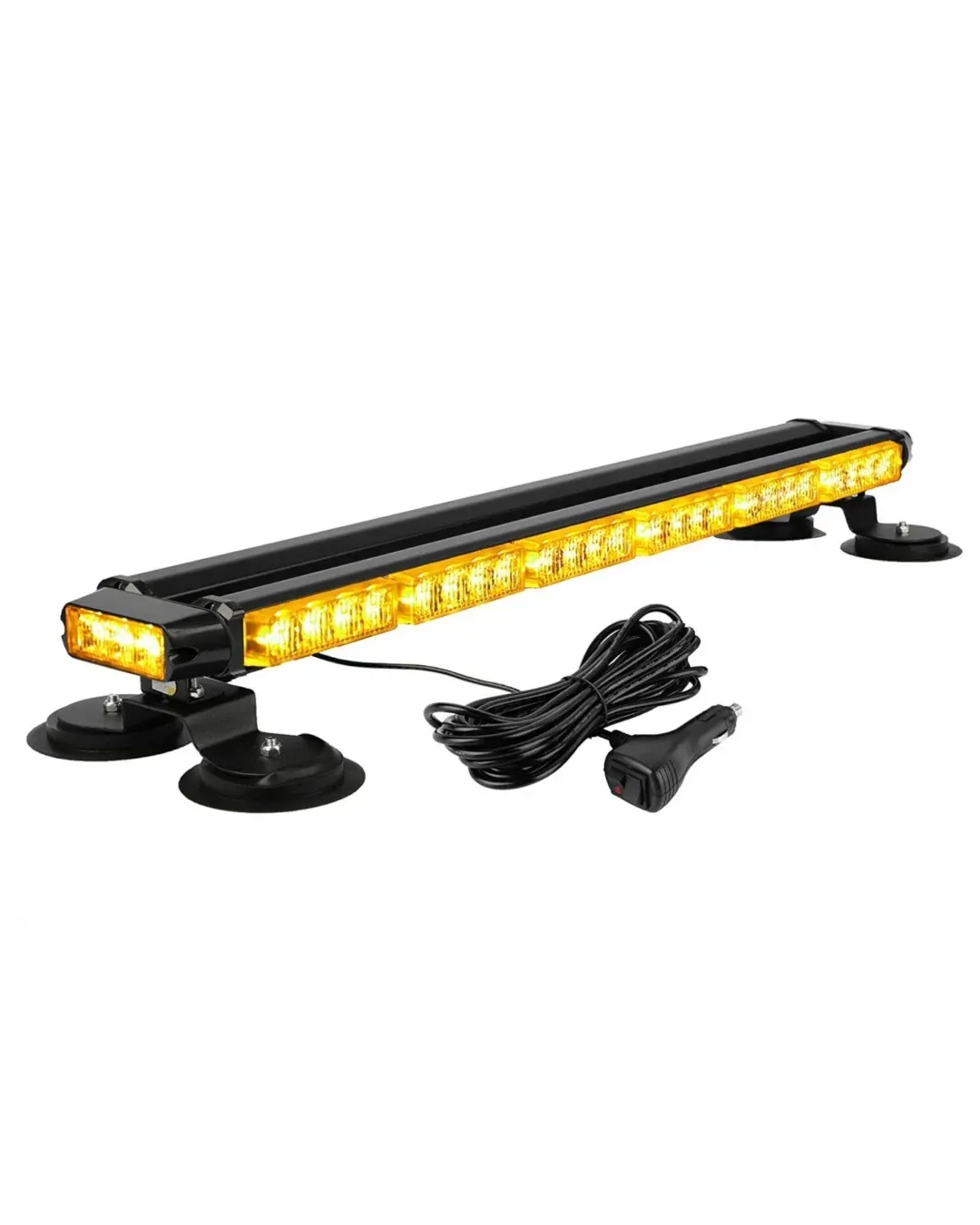 Супер мощна 54 LED Двустранна Аварийна Сигнална Лампа Блиц Маяк с Магнити Магнит За Пътна Помощ Платформа Снегорин 12-24V със 26 режима на работа Жълта 75 cm.