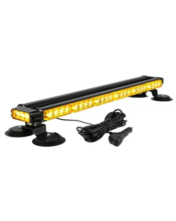 Супер мощна 54 LED Двустранна Аварийна Сигнална Лампа Блиц Маяк с Магнити Магнит За Пътна Помощ Платформа Снегорин 12-24V със 26 режима на работа Жълта 75 cm.