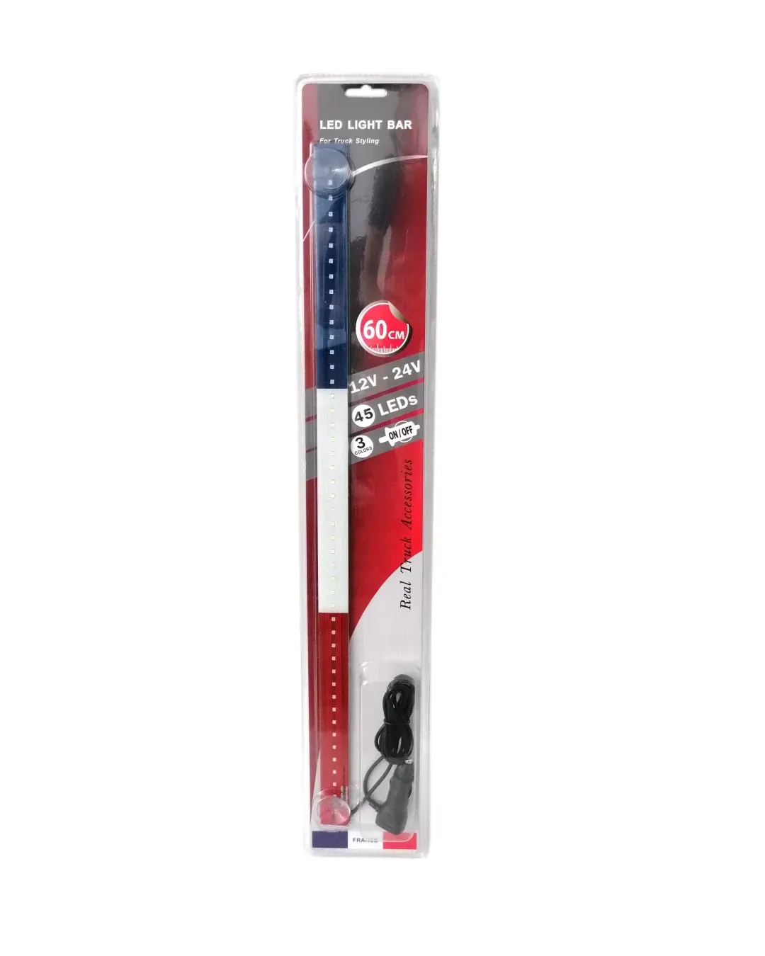 Светещ лед бар 60 cm 45 LED 12V - 24V синьо-бяло-червено FR France Croatia Holland флаг знаме Франция Хърватска Холандия