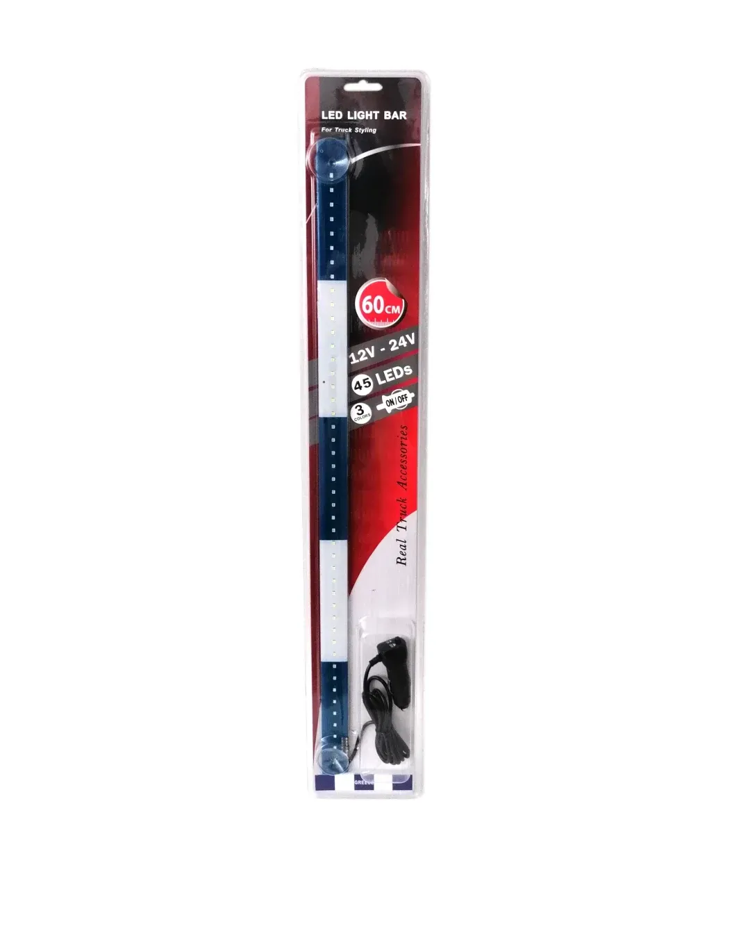 Светещ лед бар 60 cm 45 LED 12V - 24V синьо-бяло GR Greece флаг знаме Гърция
