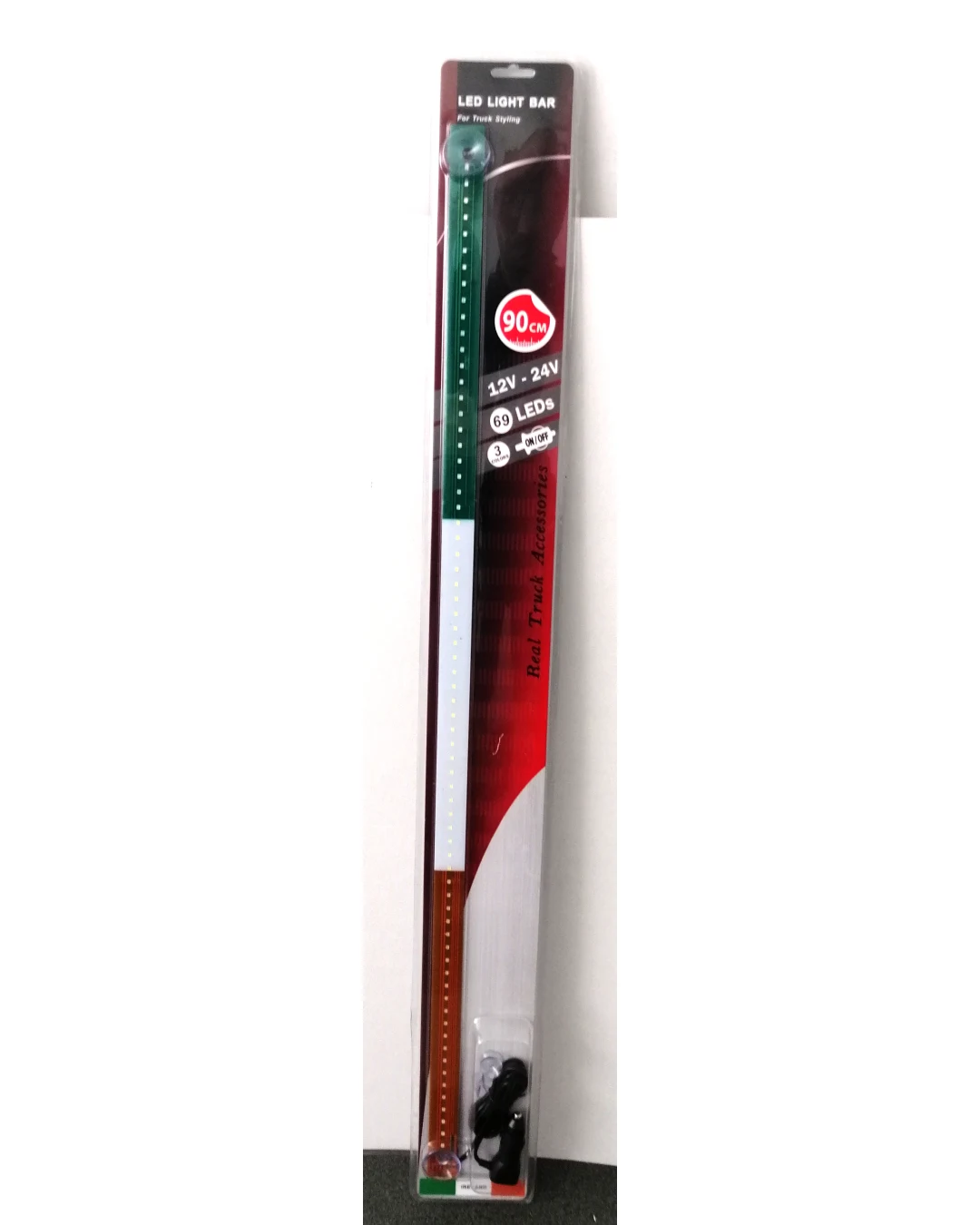 Светещ лед бар 90 cm 69 LED 12V - 24V зелено-бяло-оранжево IE Ireland флаг знаме Ирландия