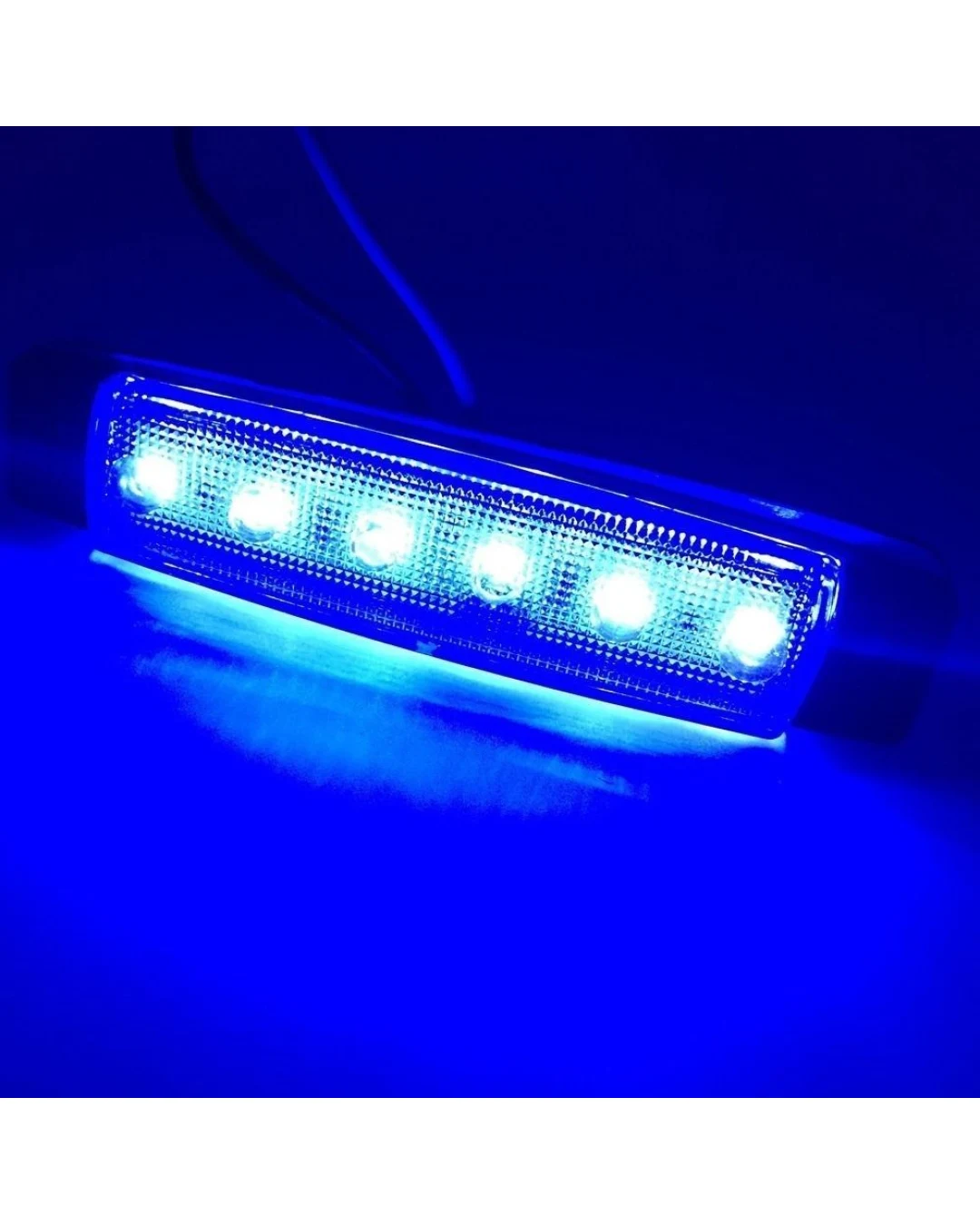 Светодиоден Маркер, габарит, токос, рибки, рибка, светлина със 6 LED ЛЕД за камион, бус, ван, ремарке, каравана, платформа, 24V син, сини