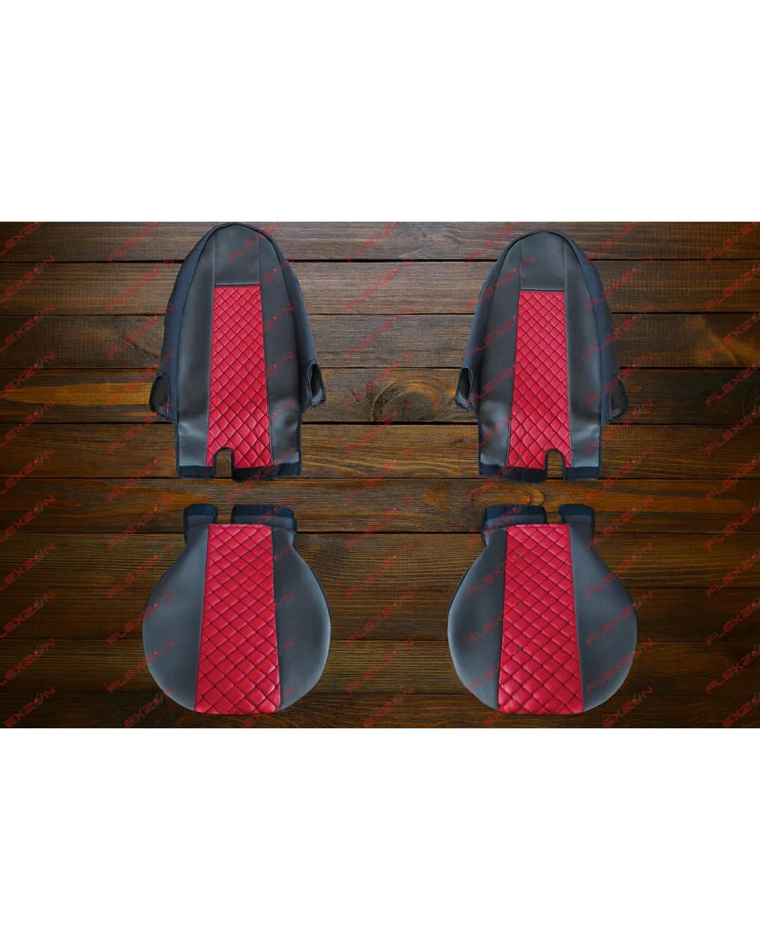 TAP1207SSGКомплект 1+1 тапицерия от еко кожа за VOLVO FH12 EURO 5 2006- 2015 - червено-черно