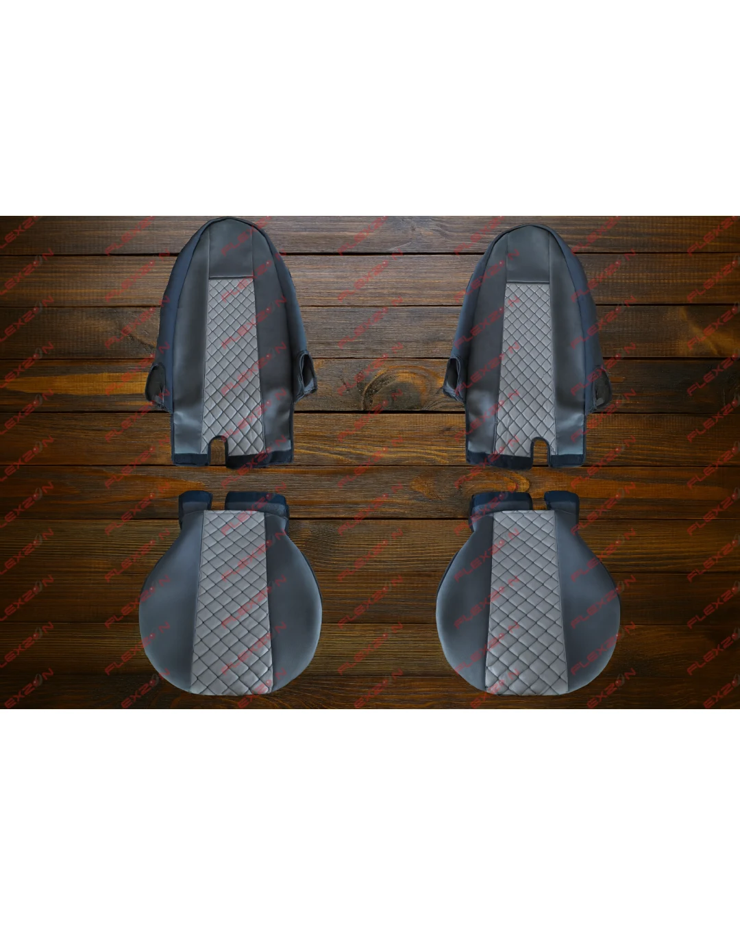 TAP1207SSGКомплект 1+1 тапицерия от еко кожа за VOLVO FH12 EURO 5 2006- 2015 - сиво-черно