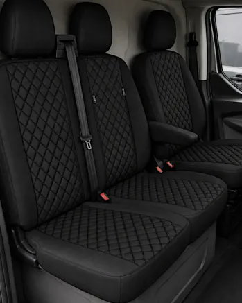 Тапицерия за Ford Transit Custom - черна / черен шев, 8 части (2012+)