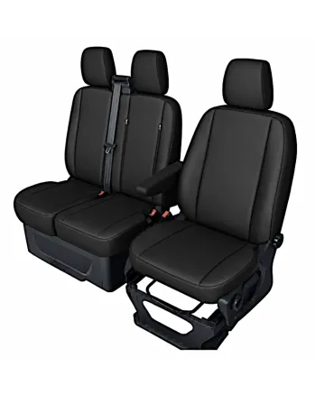 Тапицерия за Ford Transit Custom - черно, Еко кожа - 8 части (2012+)