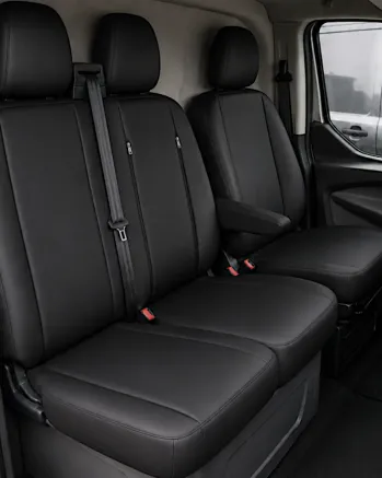 Тапицерия за Ford Transit Custom - черно, Еко кожа - 8 части (2012+)
