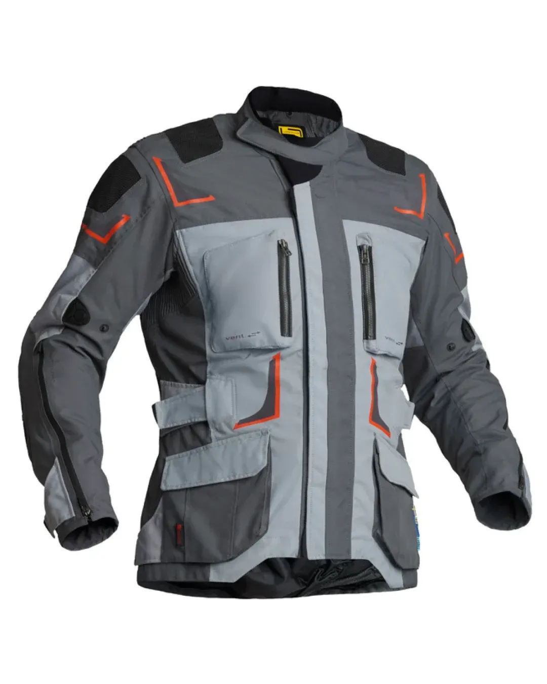 Текстилно мото яке Lindstrands Myrvik Light Grey/Black/Orange