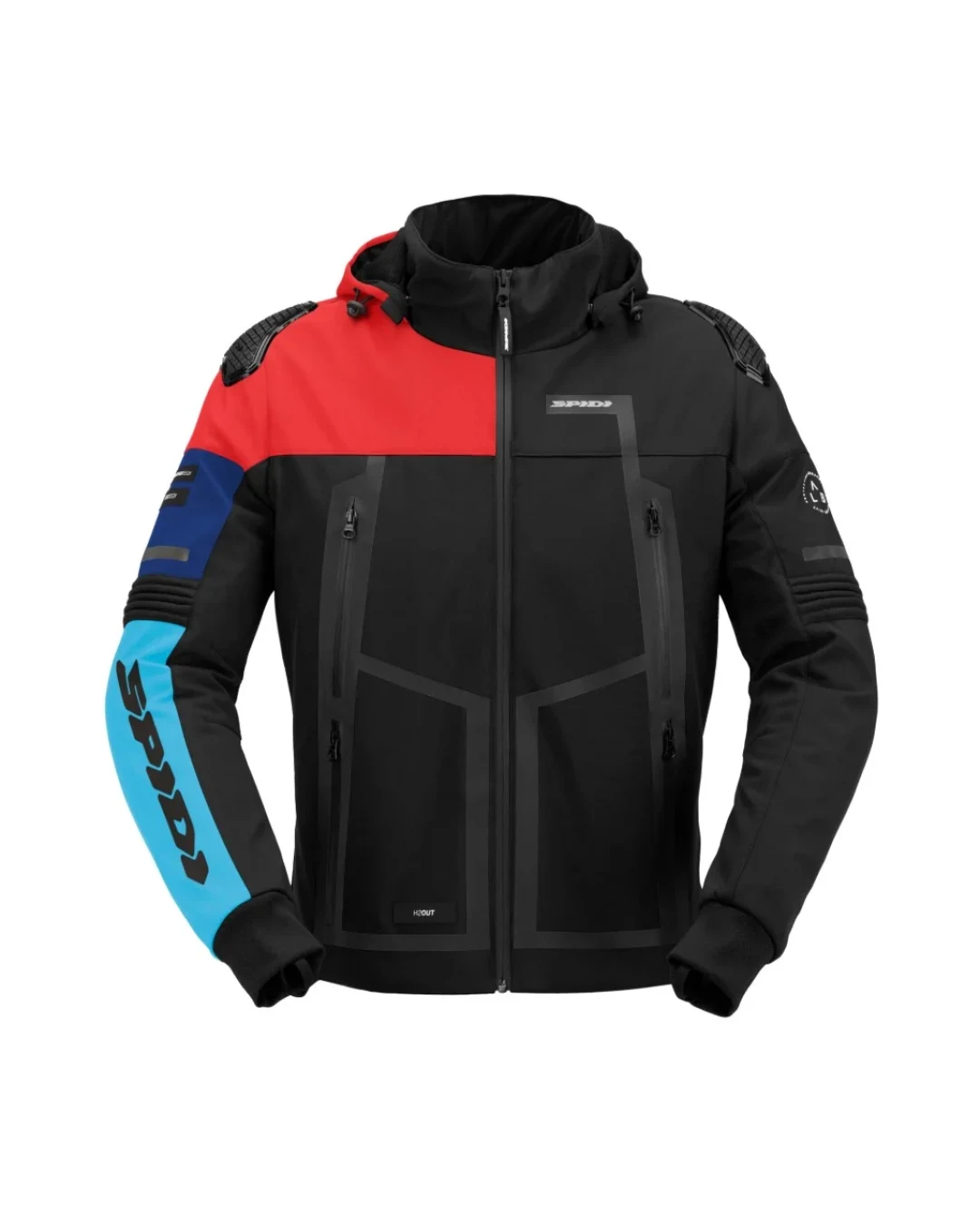 Текстилно мото яке SPIDI HOODIE WARRIOR H2OUT BLACK/RED/SKY BLUE
