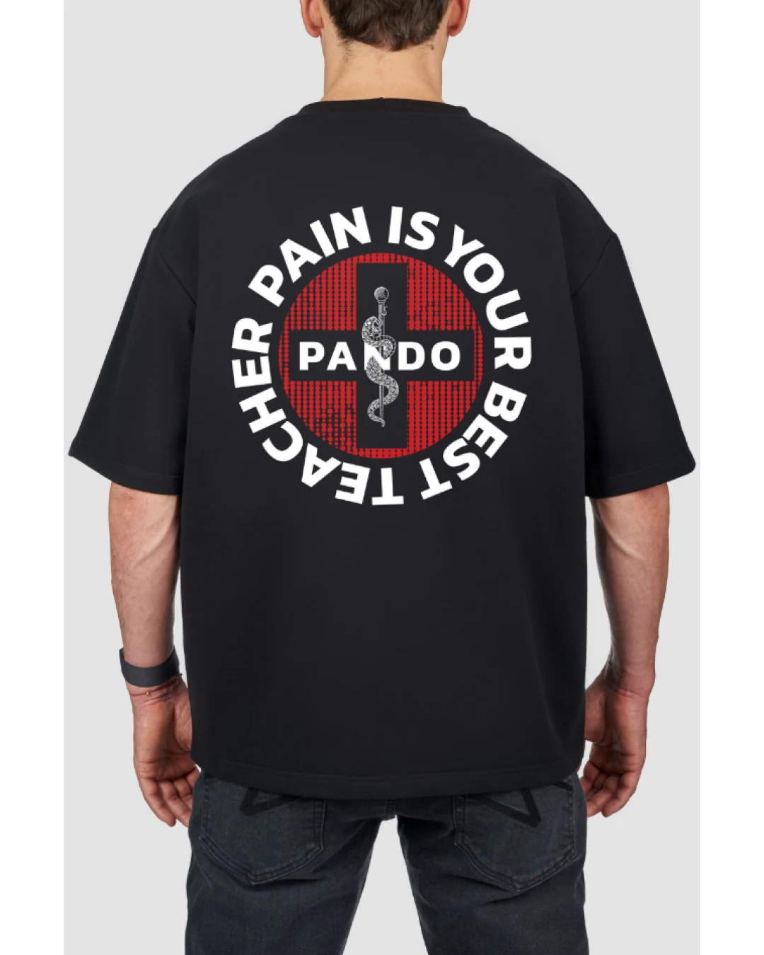Тениска PANDO MOTO LUKE PAIN BLACK – Oversized