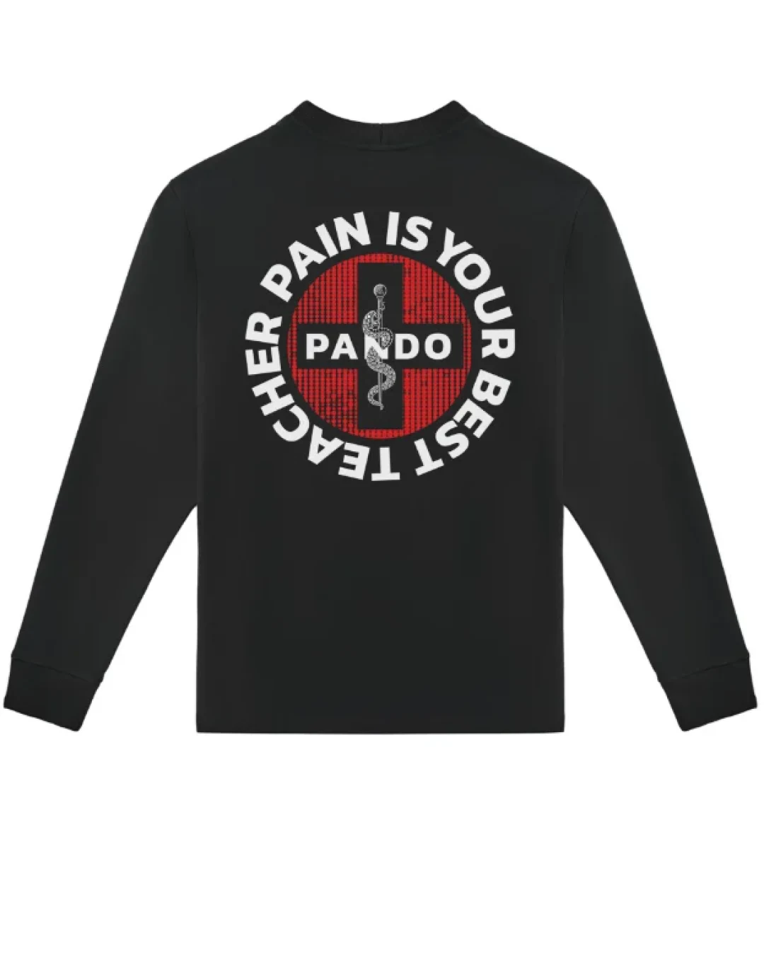 Тениска с дълъг ръкав PANDO MOTO TOMMY PAIN BLACK - Oversized
