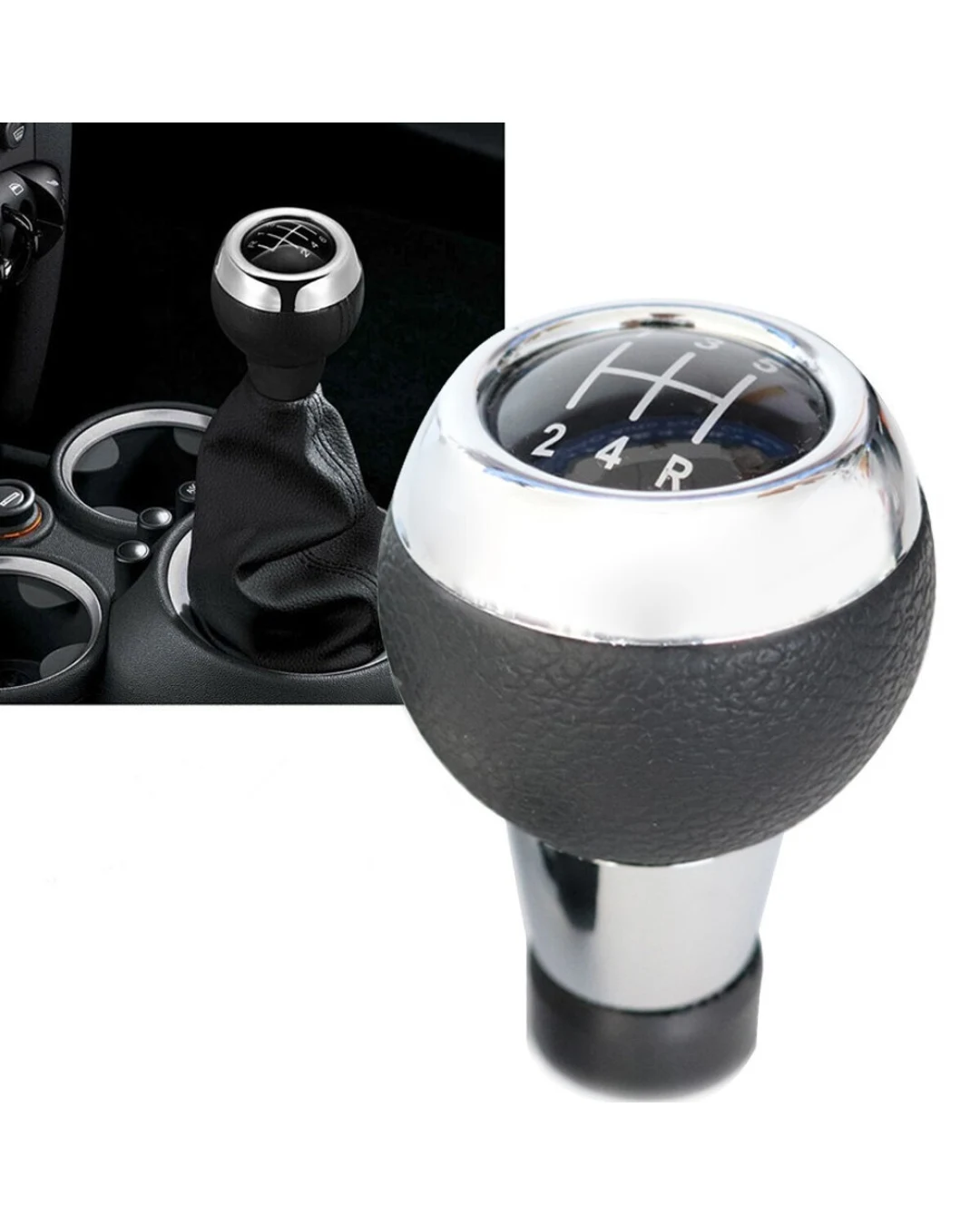 Топка за Скоростен Лост, Еко Кожа, Хром, За Мини Купър Mini Cooper R55 R56 R57 R59 F55 F54