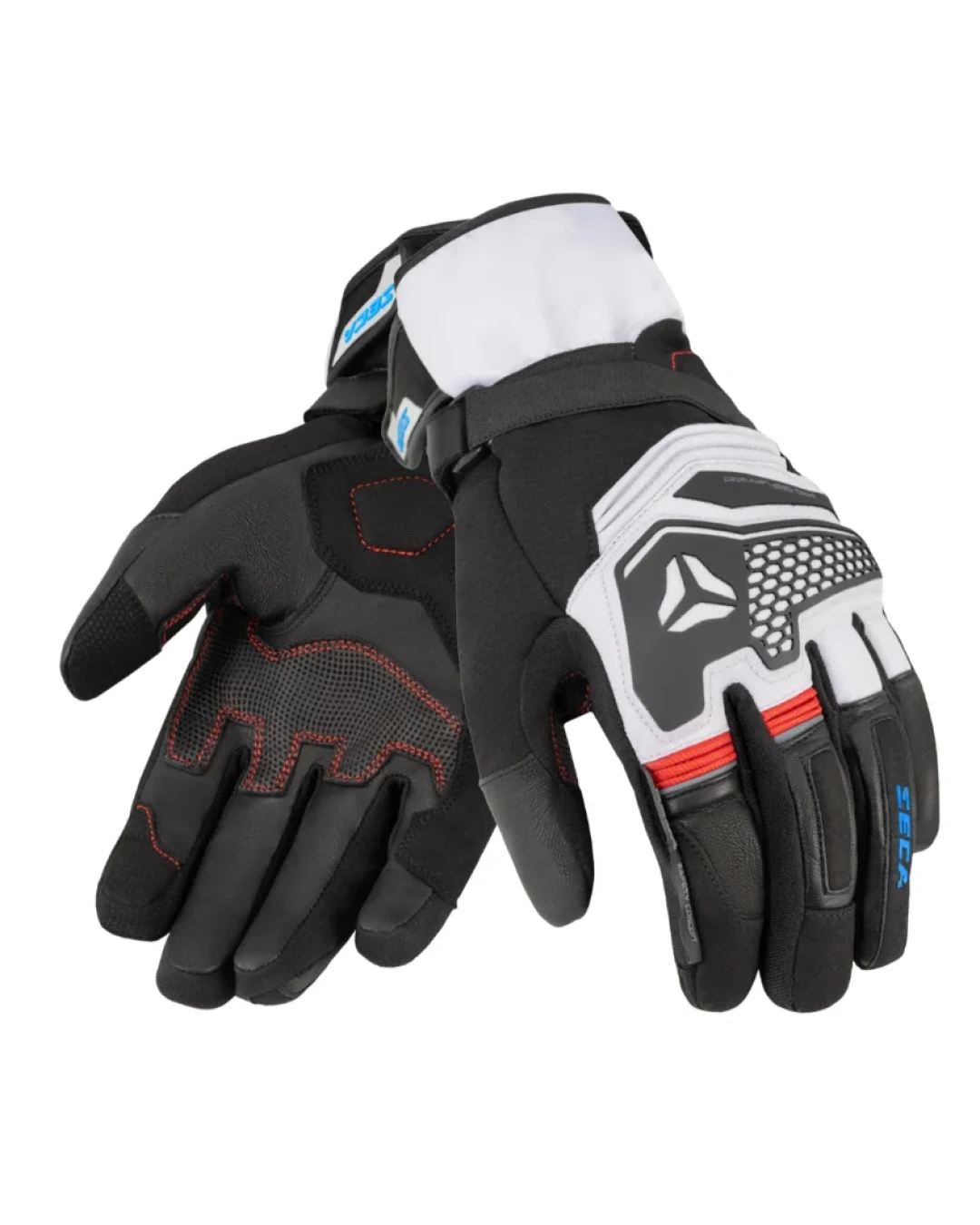 Туристически мото ръкавици SECA TURISMO WP GREY/RED/BLUE