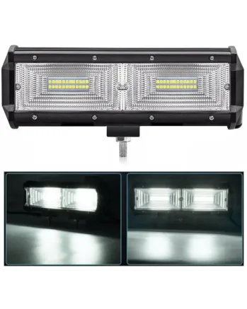 Универсален 144W Лед LED Халоген Фар Работна Лампа 12V - 24V с Разпръсната Flood Светлина за автомобил офроуд бус ван камион 24cm