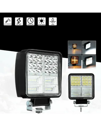 Универсален 162W Лед LED Халоген Фар Работна Лампа 12V - 24V бяла светлина + габаритна оранжева светлина за автомобил офроуд бус ван камион