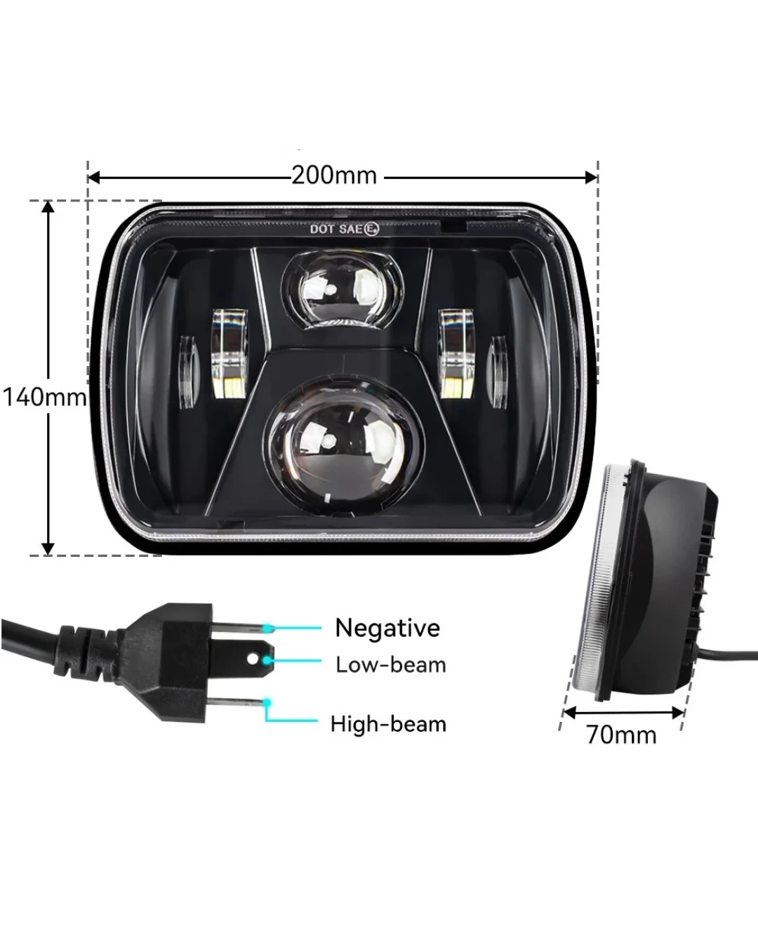 Универсален 45W ЛЕД LED фар лампа халоген 12V-24V къси/дълги 20 x 14cm за АТВ джип мотоциклет камион трактор и др.