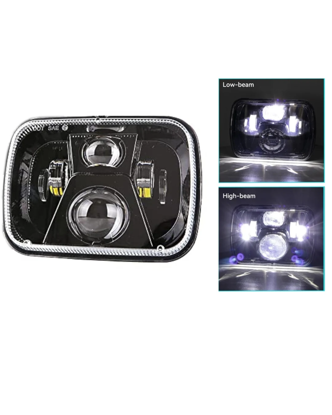 Универсален 45W ЛЕД LED фар лампа халоген 12V-24V къси/дълги 20 x 14cm за АТВ джип мотоциклет камион трактор и др.