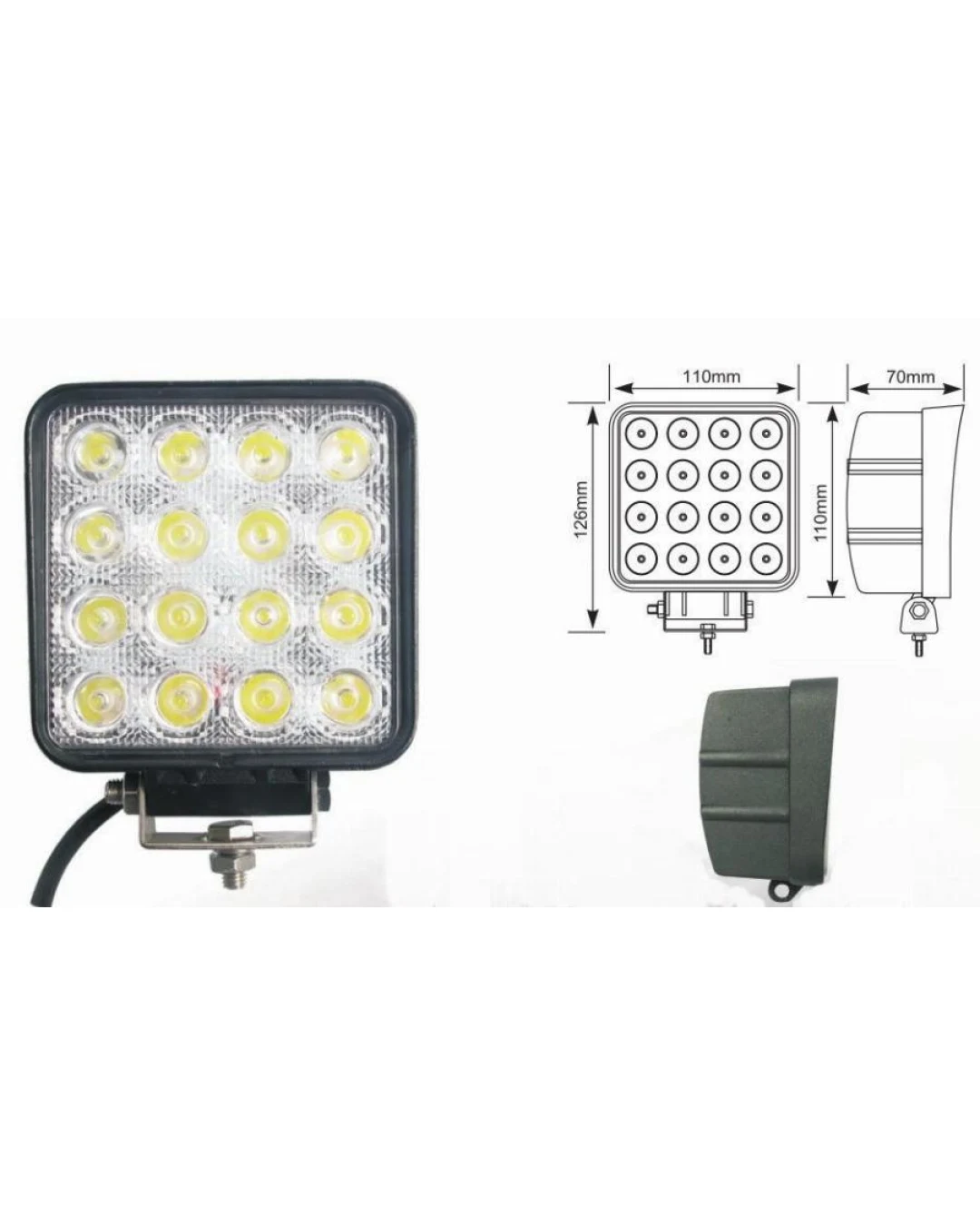 Универсален 48W Лед LED Халоген Фар Работна Лампа 12V - 24V с Насочена Spot Светлина за автомобил офроуд бус ван камион