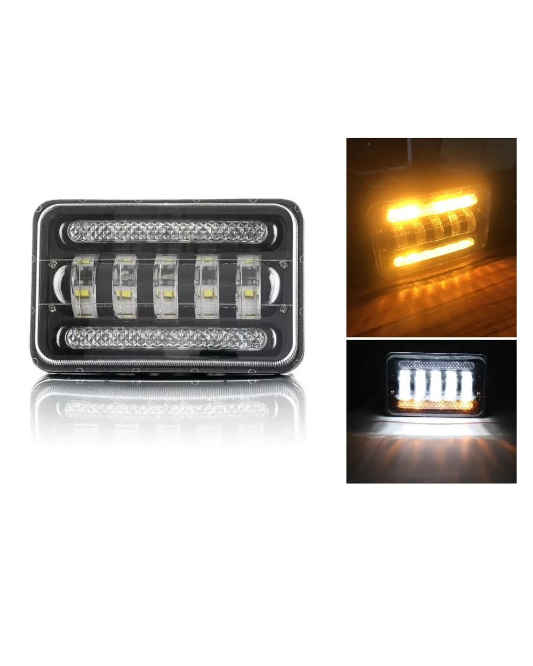 Универсалeн 5 инча ЛЕД LED фар лампа халоген 12V-24V къси/дълги с DRL дневни светлини мигач бяло-жълто 4000lm за АТВ джип камион трактор и др.