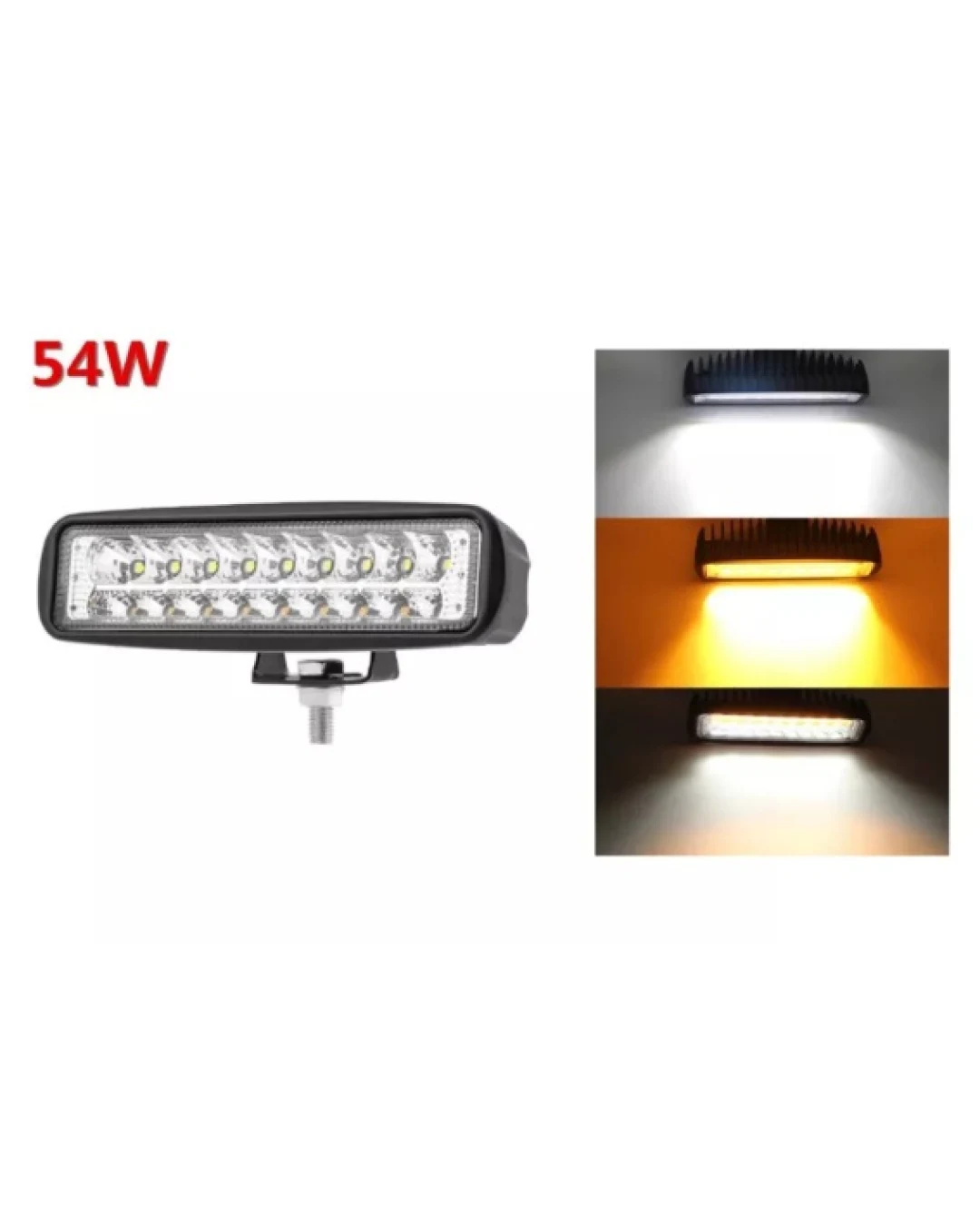 Универсален 54W Лед LED Халоген Фар Работна Лампа 12V - 24V с мигач бяло - оранжева светлина за автомобил офроуд бус ван камион